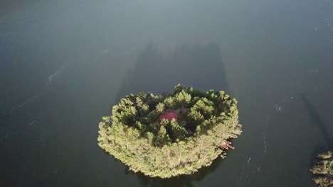 Remote-Island-On-Lake-Bunyonyi-In-Kabale,-Uganda,-East-Africa