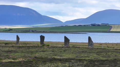 Ring-of-Brodgar,-Prehistoric-Landmark-on-Mainland-Island,-Orkney,-Scotland-UK-60fps