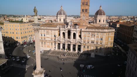 Cinematic-Boom-Shot-Above-Papal-Basilica-of-Santa-Maria-Maggiore