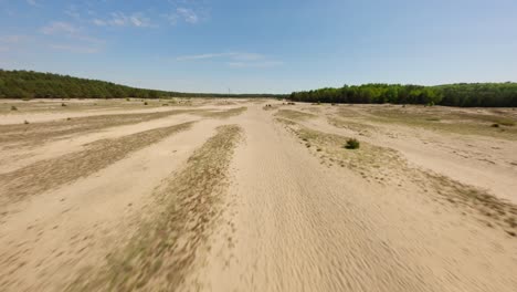 Desierto-Arenoso-De-Pustynia-Bledowska-En-Polonia,-Vista-Aérea-Fpv