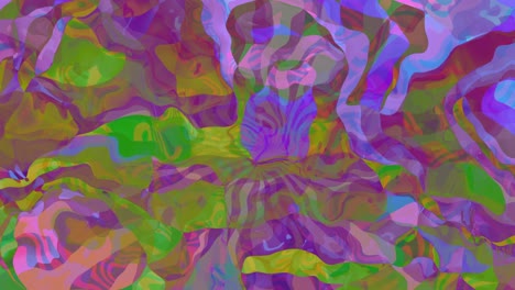 Fondo-Hipnótico-Psicodélico-Abstracto-De-Estilo-Retro-Con-Formas-Giratorias-Y-Cambiantes-En-Colores-Púrpura,-Azul,-Verde-Y-Rojo:-Movimiento-Líquido-Turbulento,-Giros-Fluidos-Y-Remolinos