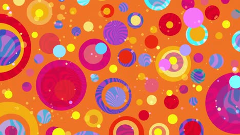 Hypnotisch-Und-Trippig:-Orangefarbener-Abstrakter,-Grooviger-Hintergrund---Wirbelnde,-Wirbelnde-Kreise-Mit-Funky,-Farbenfroher-Bewegung---Chaotische-Rotierende-Retro-Kunst