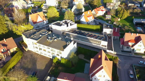 Aerial-View-of-a-Residential-Area-with-Solar-Panels-in-Pärnu,-Estonia