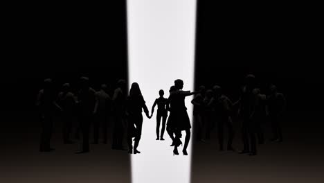 3D-People's-silhouettes-dancing-and-having-fun-on-black-and-white-background