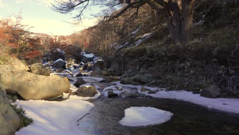 Establishing-video-of-Rio-de-la-Cascada-near-El-Chalten,-Patagonia,-Argentina