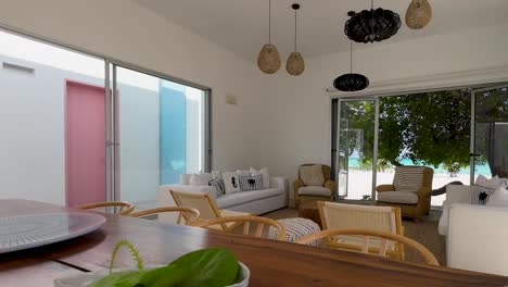 Living-room-furniture-luxury-beach-house,-Coastal-Escape-Los-Roques-Venezuela