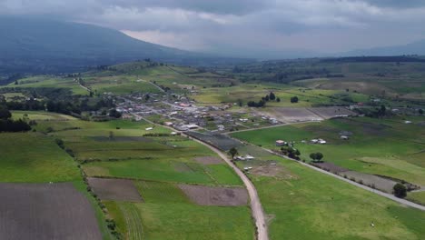 Aerial-Drone-Flyover,-Romerillos-neighborhood,-EL-chaupi-Parish,-Pichincha-province,-Ecuador