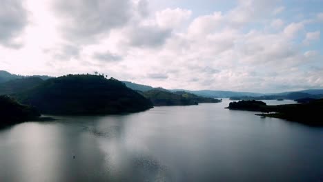 Calm-Deep-Waters-Of-Lake-Bunyonyi-With-Islands-In-Uganda,-East-Africa