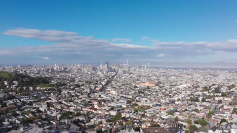 Panning-downward-drone-shot-down-market-street-in-downtown-San-Francisco