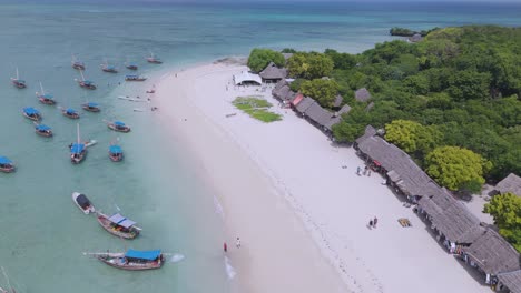 Tropical-Paradise-Beaches-of-Kwale-Island-for-Tourists-in-Tanzania,-Aerial