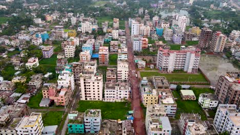 Parcelas-Residenciales-Y-Comerciales-En-El-Paisaje-Urbano-De-Barisal,-Bangladesh---Vista-De-Pájaro