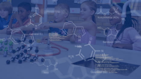 Animación-Del-Procesamiento-De-Datos-Científicos-Sobre-Diversos-Escolares-En-Laboratorio.