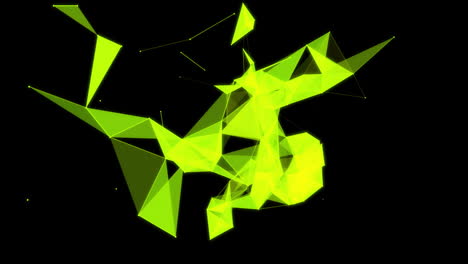 Animation-of-green-shapes-on-black-background