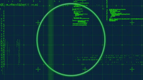 Animation-of-data-processing-over-green-circle-on-black-background