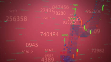 Animación-Del-Procesamiento-De-Datos-Digitales-Sobre-Fondo-Rojo