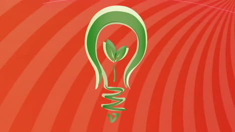 Animation-of-lightbulb-with-plant-icon-over-red-background