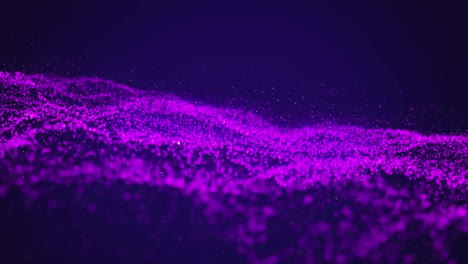Animation-of-glowing-purple-mesh-with-spots-of-light-moving-on-purple-background