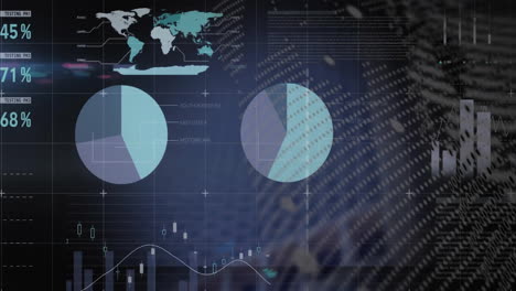 Animación-De-Procesamiento-De-Datos-Y-Globo-Terráqueo-Sobre-Fondo-Negro