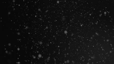 Animación-De-Puntos-De-Luz-Y-Copos-De-Nieve-Moviéndose-Sobre-Fondo-Negro