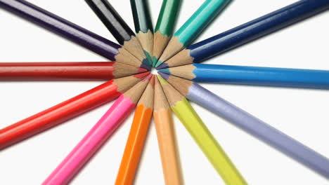 Several-color-pencils-joined-at-the-top-rotating-