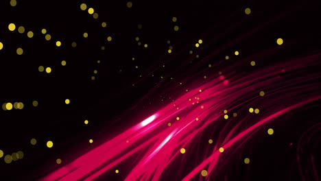 Animation-of-light-spots-and-red-trails-on-black-background