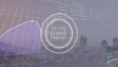 Animation-of-financial-data-processing-over-cityscape