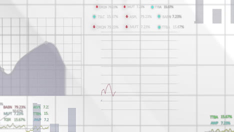 Animation-of-data-processing-and-diagrams-on-white-background