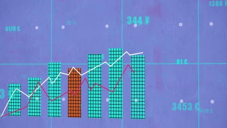 Animation-Von-Statistiken-Und-Digitaler-Datenverarbeitung-Auf-Violettem-Hintergrund