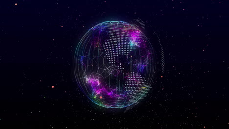 Animation-Des-Netzwerks-Von-Verbindungen-Mit-Dem-Globus-Auf-Schwarzem-Hintergrund