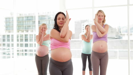 Schwangere-Machen-Yoga-Im-Fitnessstudio
