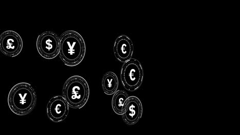 Animation-of-currency-icons-with-data-processing-over-black-background