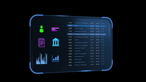 Animation-Des-Bildschirms-Mit-Bankdaten-Auf-Schwarzem-Hintergrund