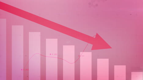 Animation-of-financial-data-processing-on-pink-background