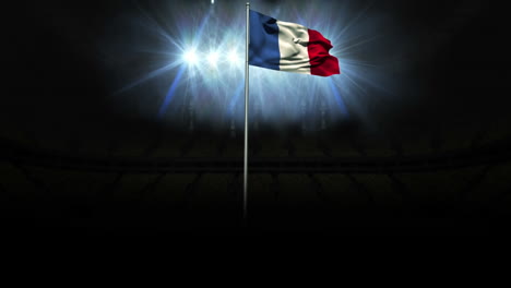 Animation-Der-Wehenden-Flagge-Frankreichs-Auf-Schwarzem-Hintergrund