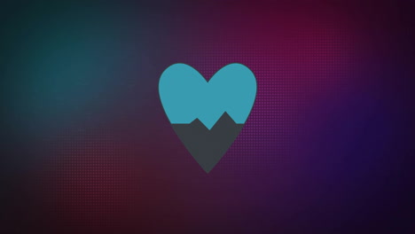Animation-Eines-Blauen-Und-Grauen-Herzens-Mit-Bewegtem-Herzschlag-Auf-Dunkelrotem-Und-Grauem-Hintergrund