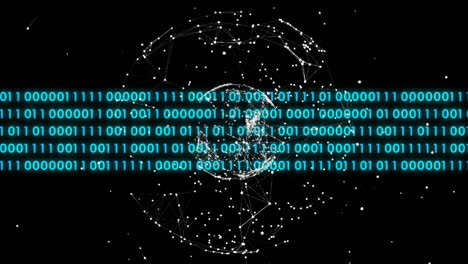 Animation-of-globe-and-spots-over-binary-coding-on-black-background