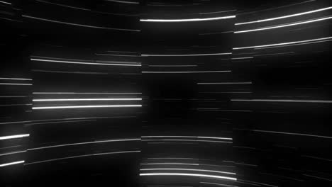 Animation-of-glowing-light-trails-over-black-background