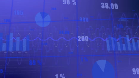 Animación-Del-Procesamiento-De-Datos-Financieros-Sobre-Fondo-Azul