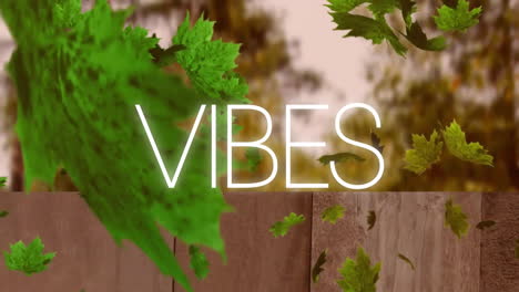 Animation-of-vibes-text-over-falling-leaves