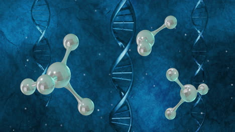 Animation-of-floating-molecules-over-dna-strands