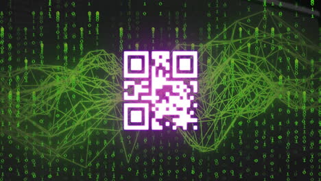 Animation-of-qr-code-and-binary-coding-digital-data-processing