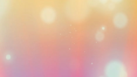 Animation-of-bokeh-white-light-spots-over-soft-pink-and-orange-burred-background