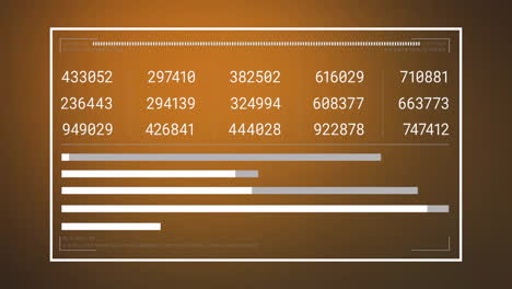 Animation-of-diagrams-and-data-processing-on-orange-background