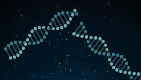 Animation-of-dna-strands-over-light-spots-on-black-background