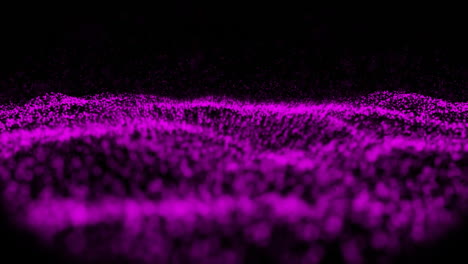 Animation-of-glowing-pink-particle-wave-moving-on-black-background