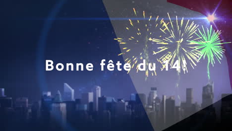 Animación-Del-Texto-Bonne-Fete-Du-14-Con-Bandera-Francesa-Y-Fuegos-Artificiales