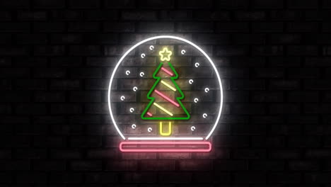 Animation-of-neon-christmas-tree-on-black-background