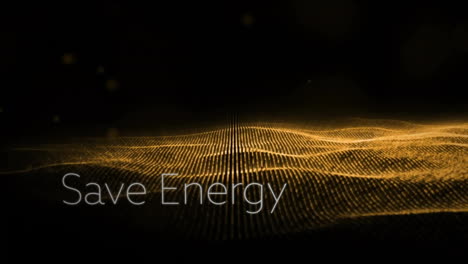 Animation-of-green-shapes-moving-and-save-energy-text-on-black-background