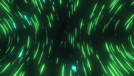 Animation-of-green-trails-moving-on-black-background