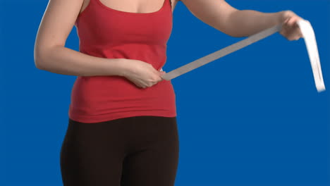 Blue-Screen-of-woman-measuring-her-waste